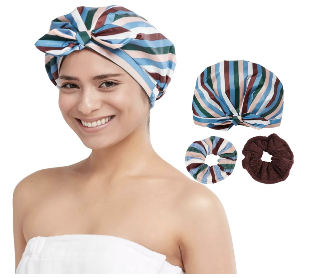 9pairs gold hoop earrings 5+ 3pk hair wax sticks 6+ 3pc reusable shower cap set 4